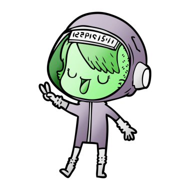 vektör çizim karikatür astronot kadın