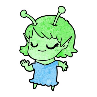 gülümseyen uzaylı kız çizgi film