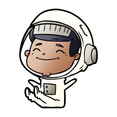 mutlu karikatür astronot vektör çizim