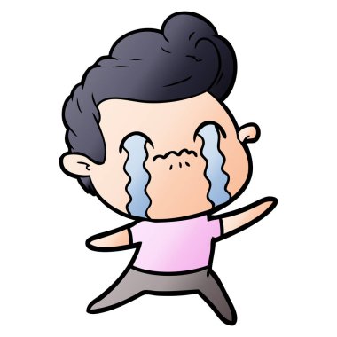 vektör çizim karikatür adam ağlıyor