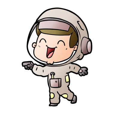 mutlu karikatür astronot vektör çizim