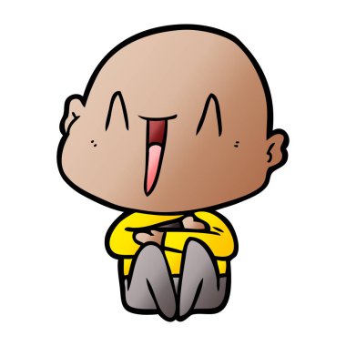 mutlu karikatür kel adam