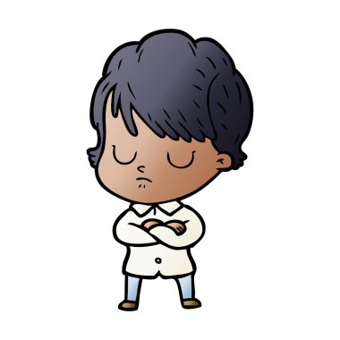 Çizgi filmdeki kadının vektör çizimi