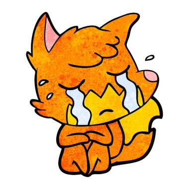 Tilki çizgi film ağlama vektör çizim