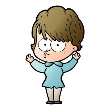 Çizgi filmdeki kadının vektör çizimi