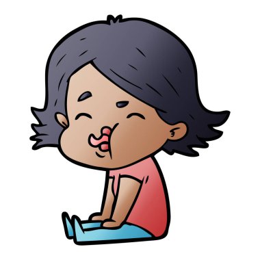 çizgi film kız yüz çekerek