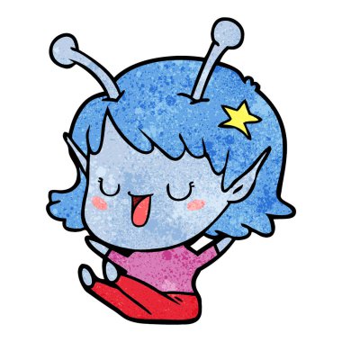 mutlu uzaylı kız çizgi film gülüyor