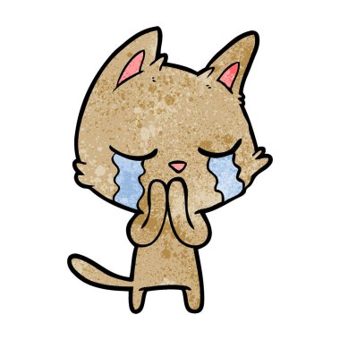 vektör çizim karikatür kedi ağlama