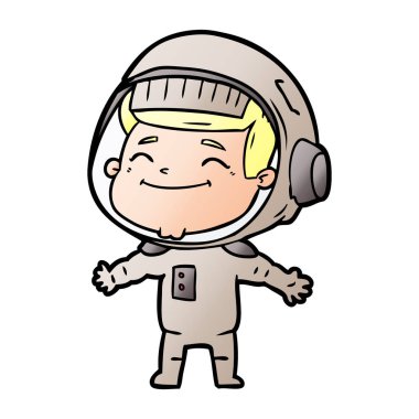 mutlu karikatür astronot vektör çizim