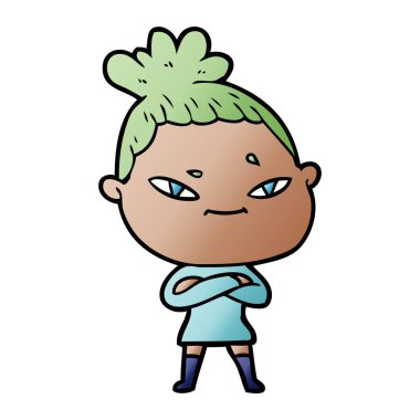 Çizgi filmdeki kadının vektör çizimi