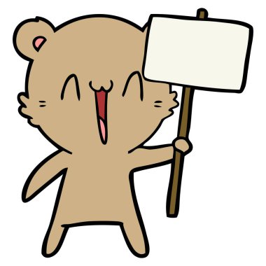 vektör çizim mutlu ayı çizgi film