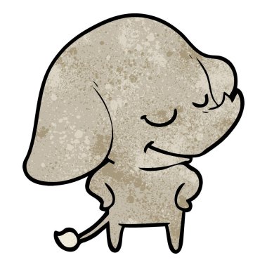 vektör çizim karikatür fil gülümseyen