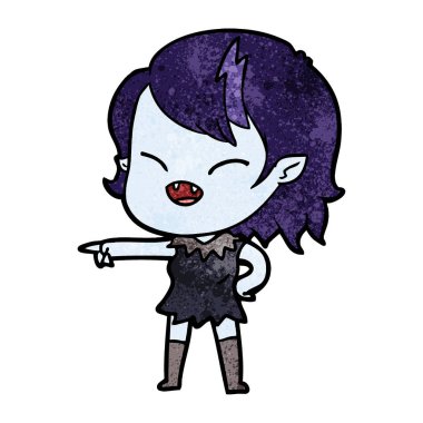 işaret ve gülüyor karikatür vampir kız