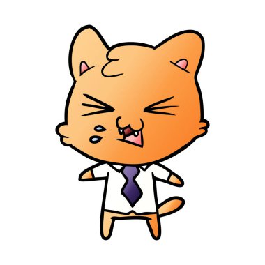 vektör çizim karikatür kedi tıslama