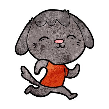 çalışan mutlu karikatür köpek