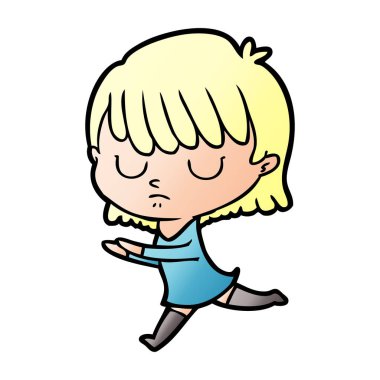 Çizgi filmdeki kadının vektör çizimi