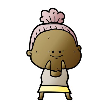 karikatür mutlu yaşlı kadın