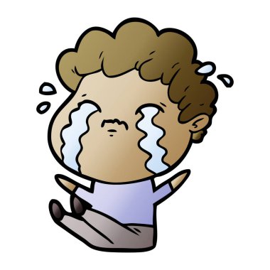 vektör çizim karikatür adam ağlıyor