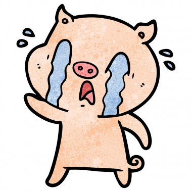 domuz karikatür ağlama vektör çizim