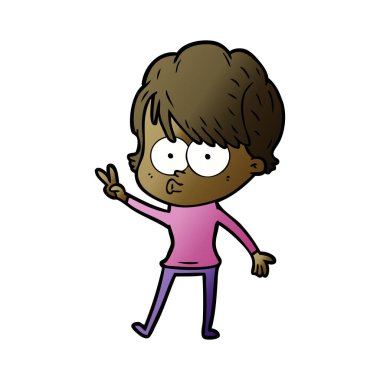 Çizgi filmdeki kadının vektör çizimi