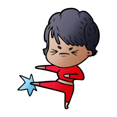 Çizgi filmdeki kadının vektör çizimi