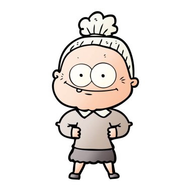 karikatür mutlu yaşlı kadın