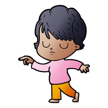 Çizgi filmdeki kadının vektör çizimi