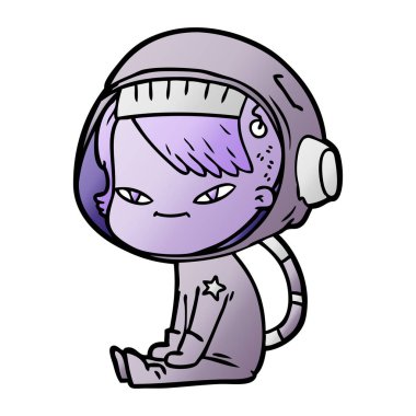 vektör çizim karikatür astronot kadın