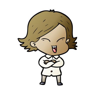 mutlu çizgi film kız vektör çizim