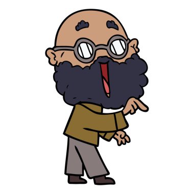 çizgi film neşeli adam sakal işaret parmağı