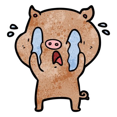 domuz karikatür ağlama vektör çizim