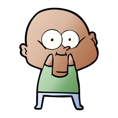 karikatür kel adam bakıyor