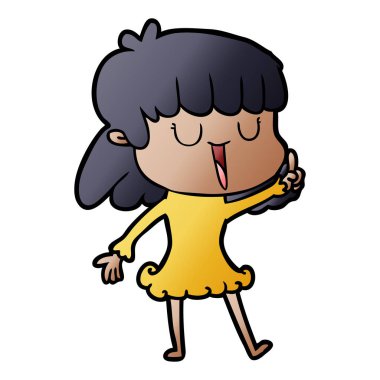 Çizgi filmdeki kadının vektör çizimi