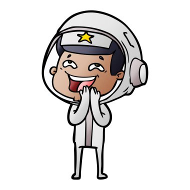 vektör çizim karikatür gülen astronot