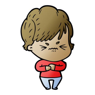 Çizgi filmdeki kadının vektör çizimi