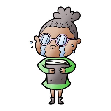 çizgi film ağlayan kadın gözlük takıyor