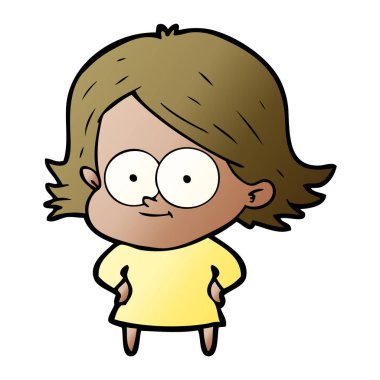 mutlu çizgi film kız vektör çizim