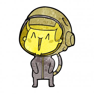 mutlu karikatür astronot vektör çizim