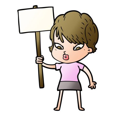 Çizgi filmdeki kadının vektör çizimi