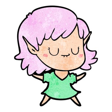 mutlu karikatür elf kızı