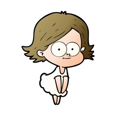 mutlu çizgi film kız vektör çizim