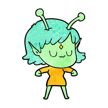 vektör çizim karikatür uzaylı kız