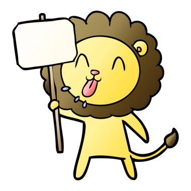 mutlu karikatür aslan vektör çizim
