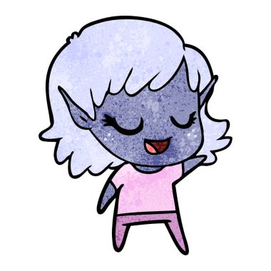 mutlu karikatür elf kızı