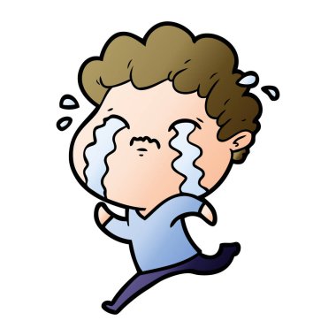 vektör çizim karikatür adam ağlıyor