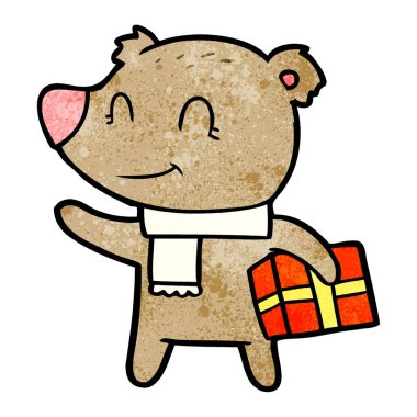 xmas hediye ve eşarp ile dost ayı