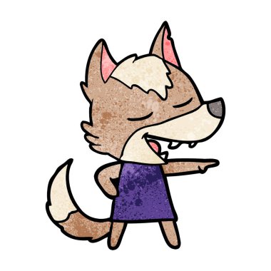 vektör çizim karikatür kurt gülen