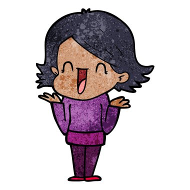 vektör çizim karikatür mutlu kadın