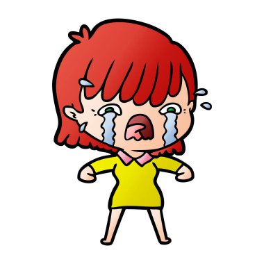 vektör çizim karikatür kız ağlıyor