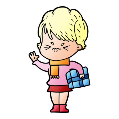 Çizgi filmdeki kadının vektör çizimi